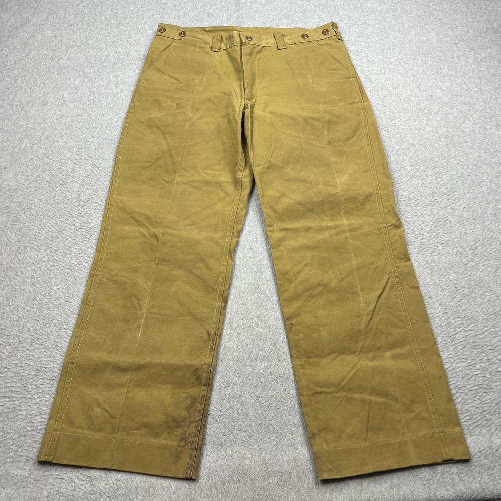 VTG Filson Tin Cloth Pants Mens 38* Waxed Canvas Oil Finish Style 69 USA Made